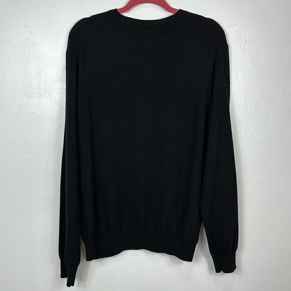 Garret Scott Black Merino Wool V-neck Long Sleeve Pullover Sweater Size XL - Picture 3 of 10